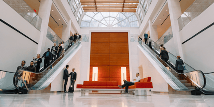 building lobby escalators