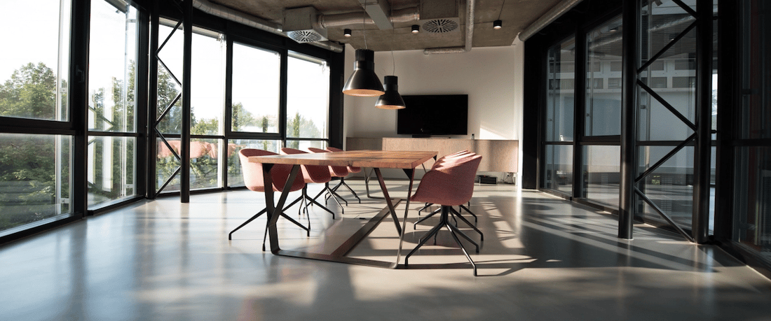 empty office meeting room big windows